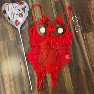 Red One Piece Teddy Lingerie